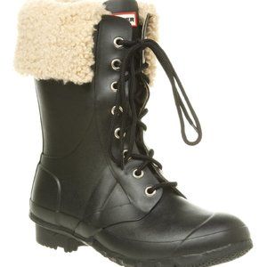 Hunter Adley Lace Up Shearling Trim Boots